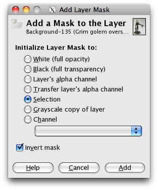 GIMP "Add Layer Mask" window