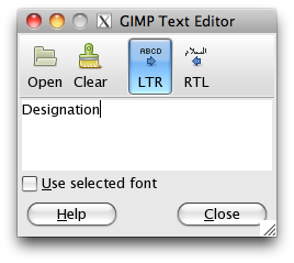 GIMP text editor window