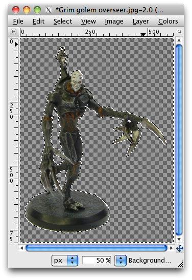 GIMP window with grim golem overseer, with transparent background