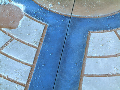 Close-up of the blue lines in the landing pad